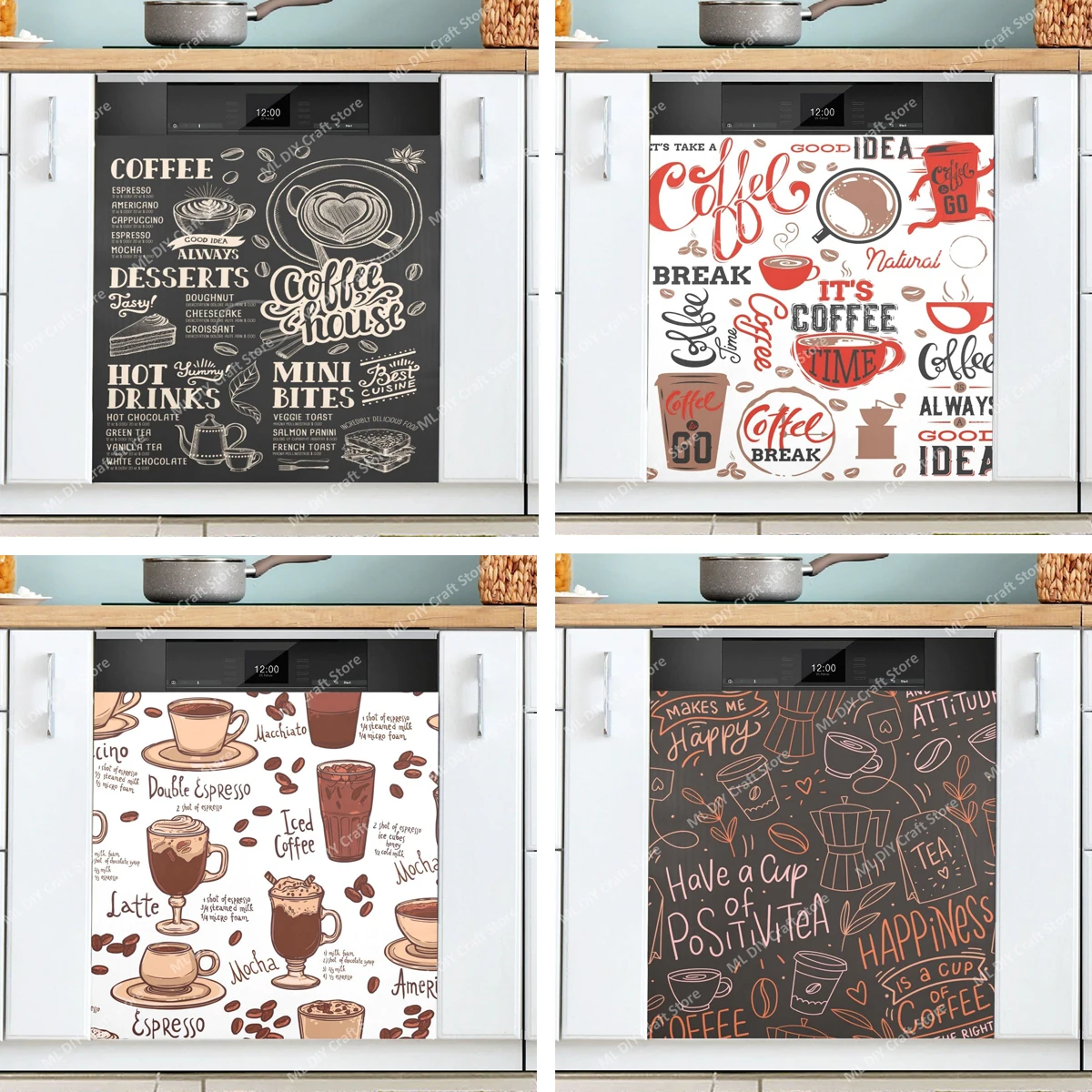 Kitchen Appliances Pictures - Retro Koffie Onderwerpen Cafe Design Vaatwasser
